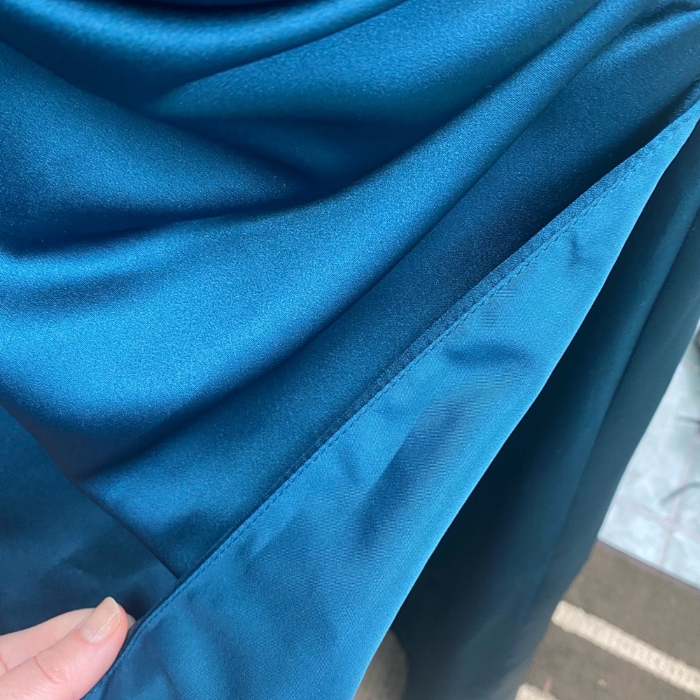 David's Bridal Teal Dress with Rhinestone Detail - Picture 9 of 10